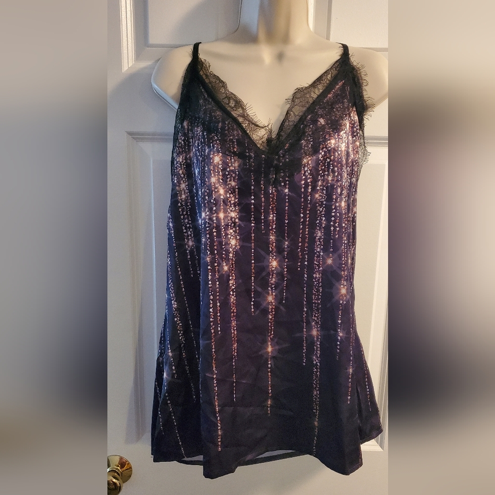 Black Lace Trim Tank Top